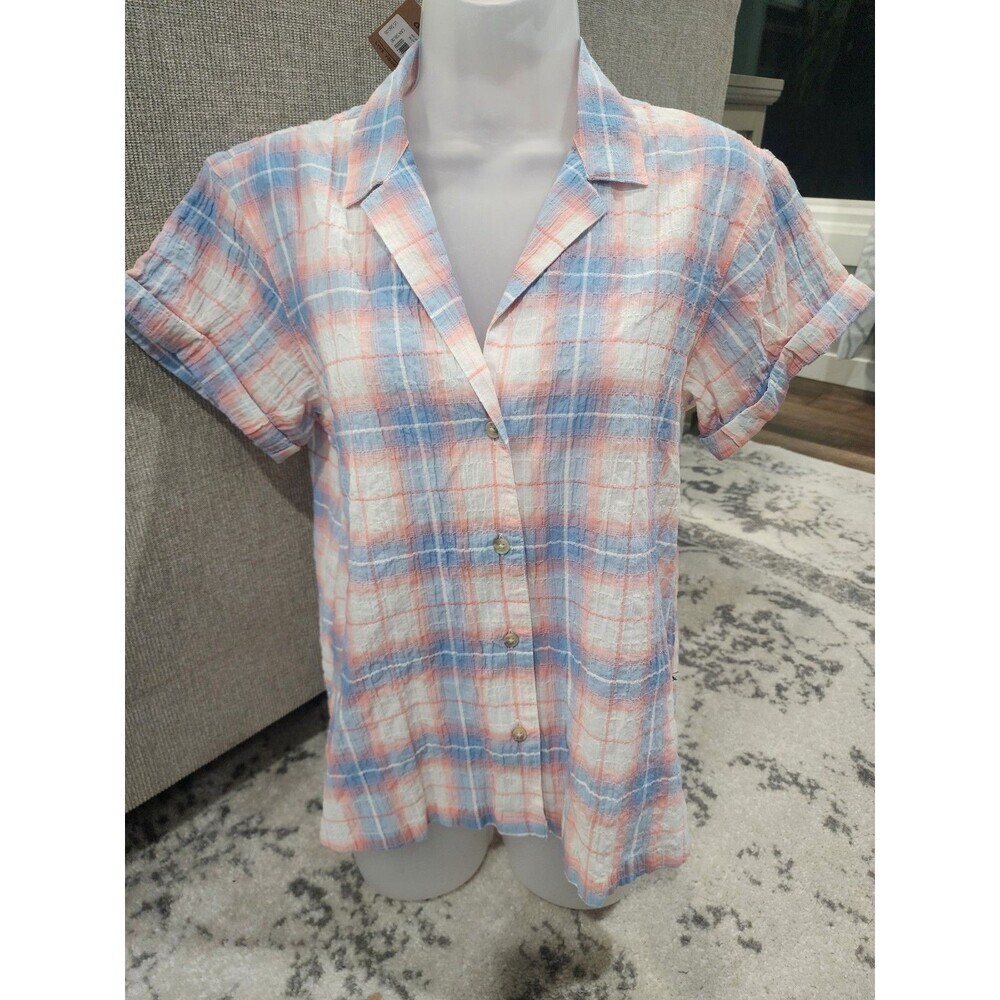 Womens Eddie Bauer Packable Camp Shirt  New BLUE FOG Button Down Size S